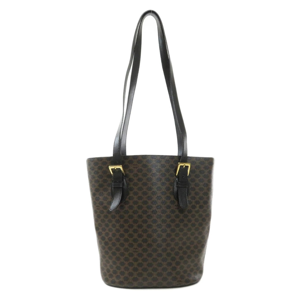 Celine Leather Bag Shoulder Brown Tote Macadam